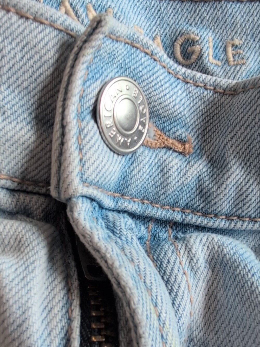 American Eagle Outfitters Pale Blue Distressed Denim Shorts - Picture 9 of 9